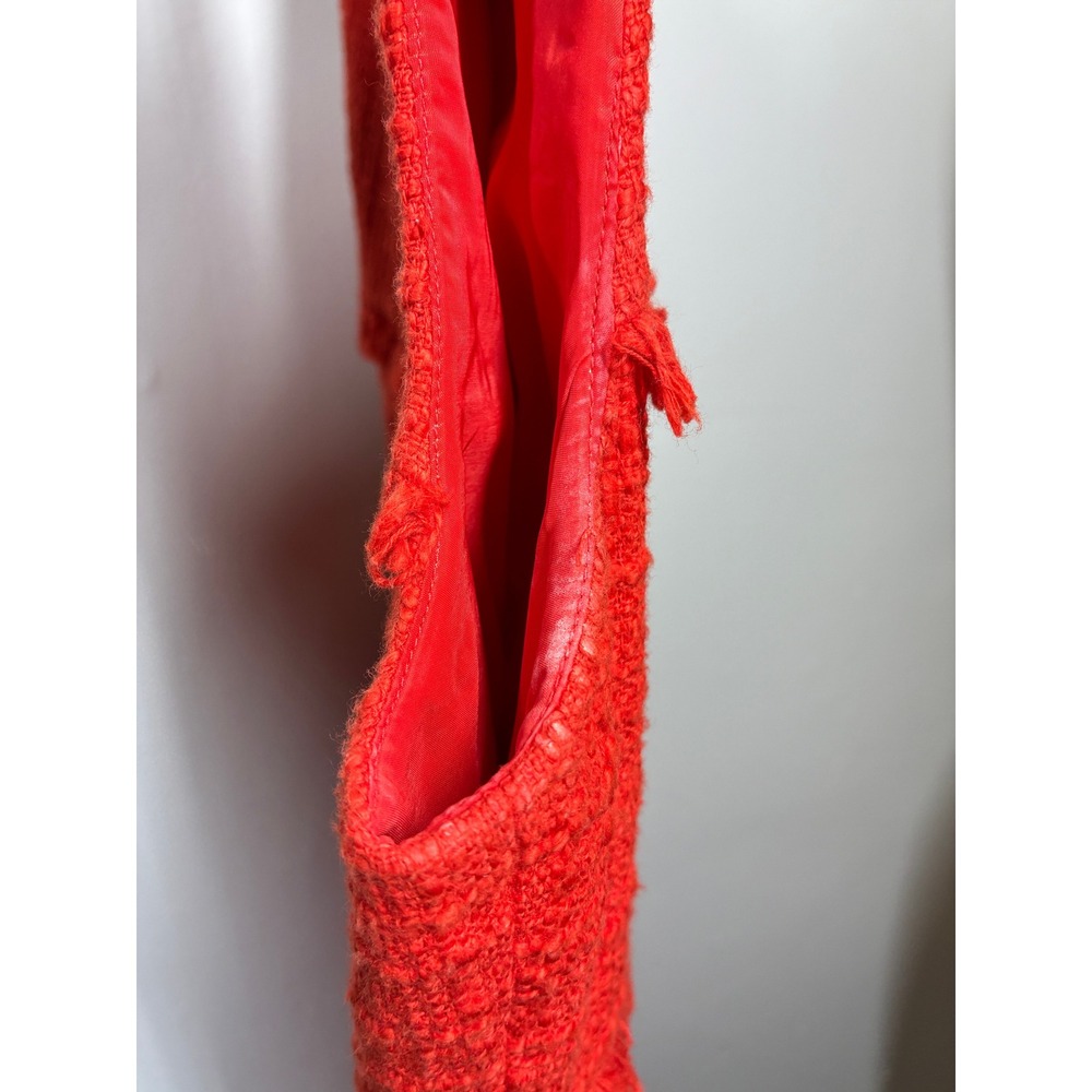 J Crew Orange Tweed Fringe Sheath Dress Size 4 Sleeveless Business Preppy Career - Picture 6 of 14